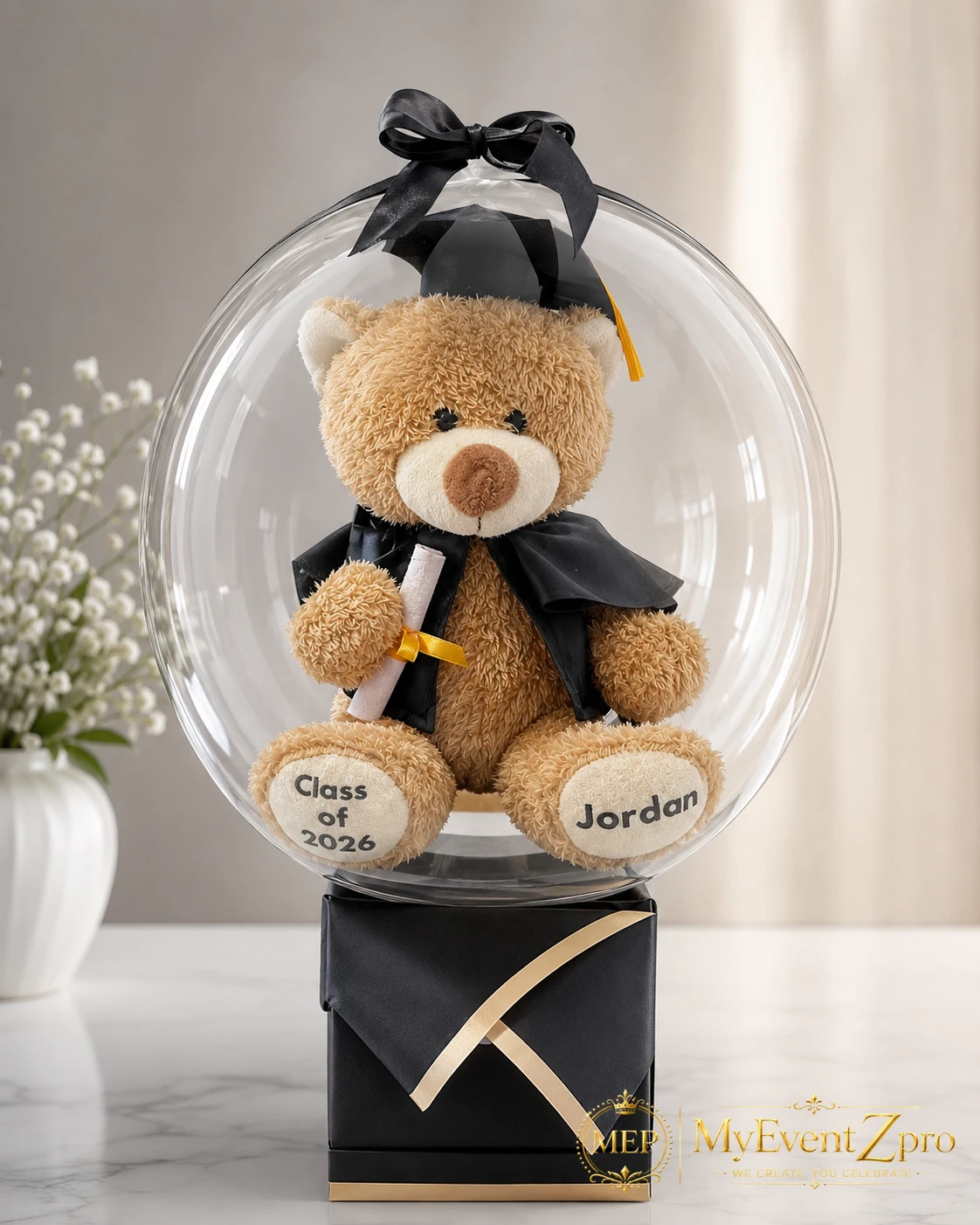 Custom Graduation Teddy Bubble Stand