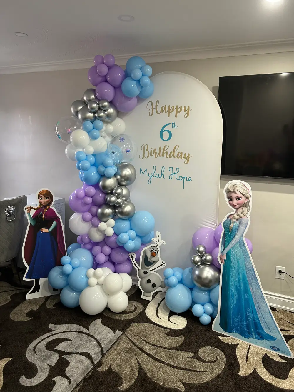 Magical Frozen Theme 6th Birthday Balloon Decoration | Mylah Hope