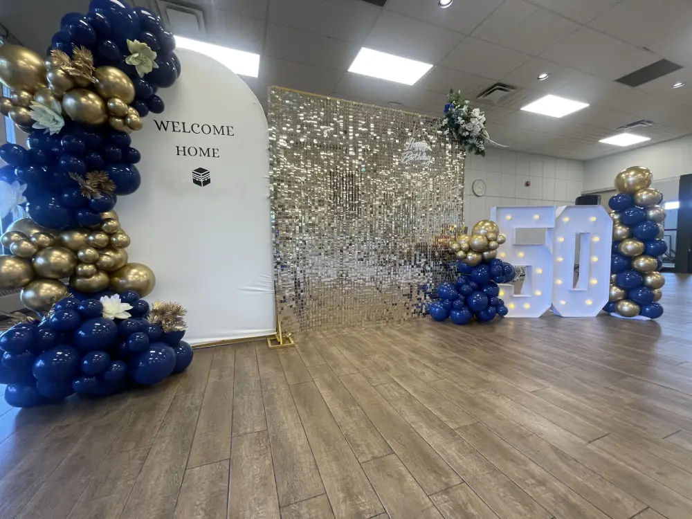 Regal Navy, Gold & White Milestone Setup | Birthday & Welcome Home Decor