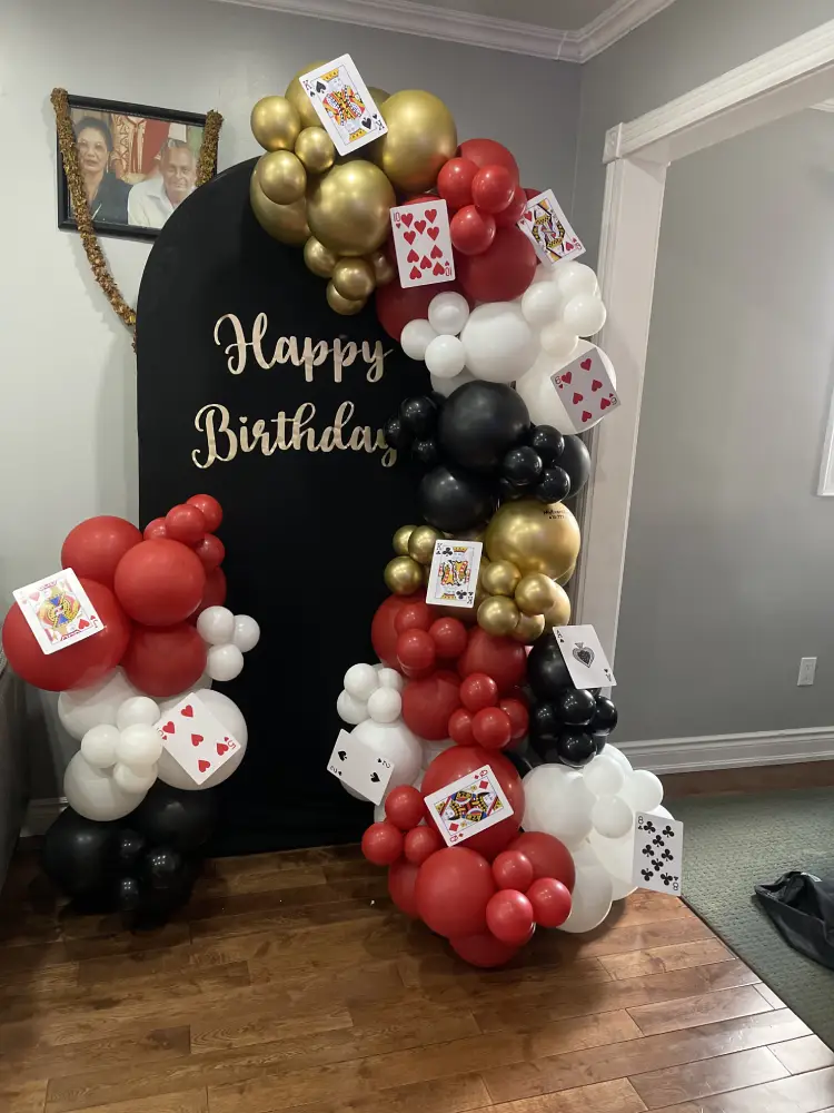 Casino Theme Birthday Balloon Decoration Setup