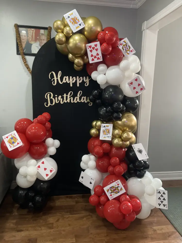 Casino Theme Birthday Balloon Decoration Setup