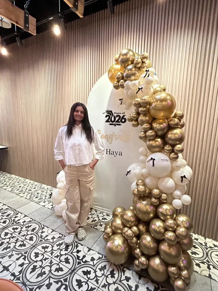 Class of 2026 Graduation Balloon Arch Backdrop Setup