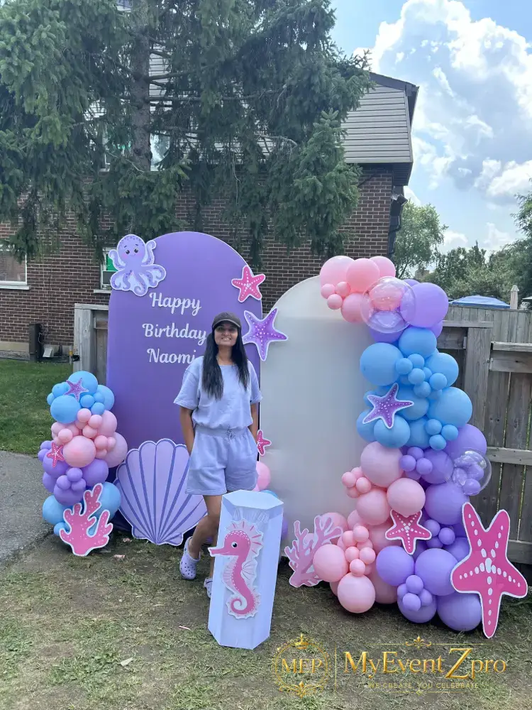 Enchanted Under the Sea 10th Birthday Balloon & Backdrop Setup