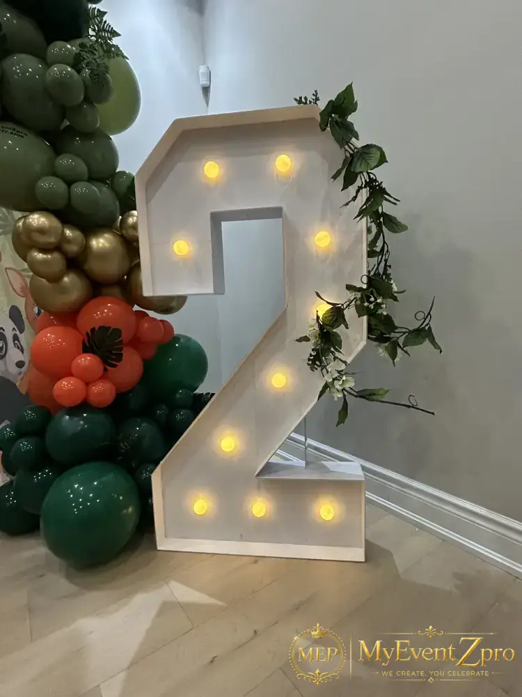 Jungle Safari Zoo 2nd Birthday Balloon & Backdrop Setup